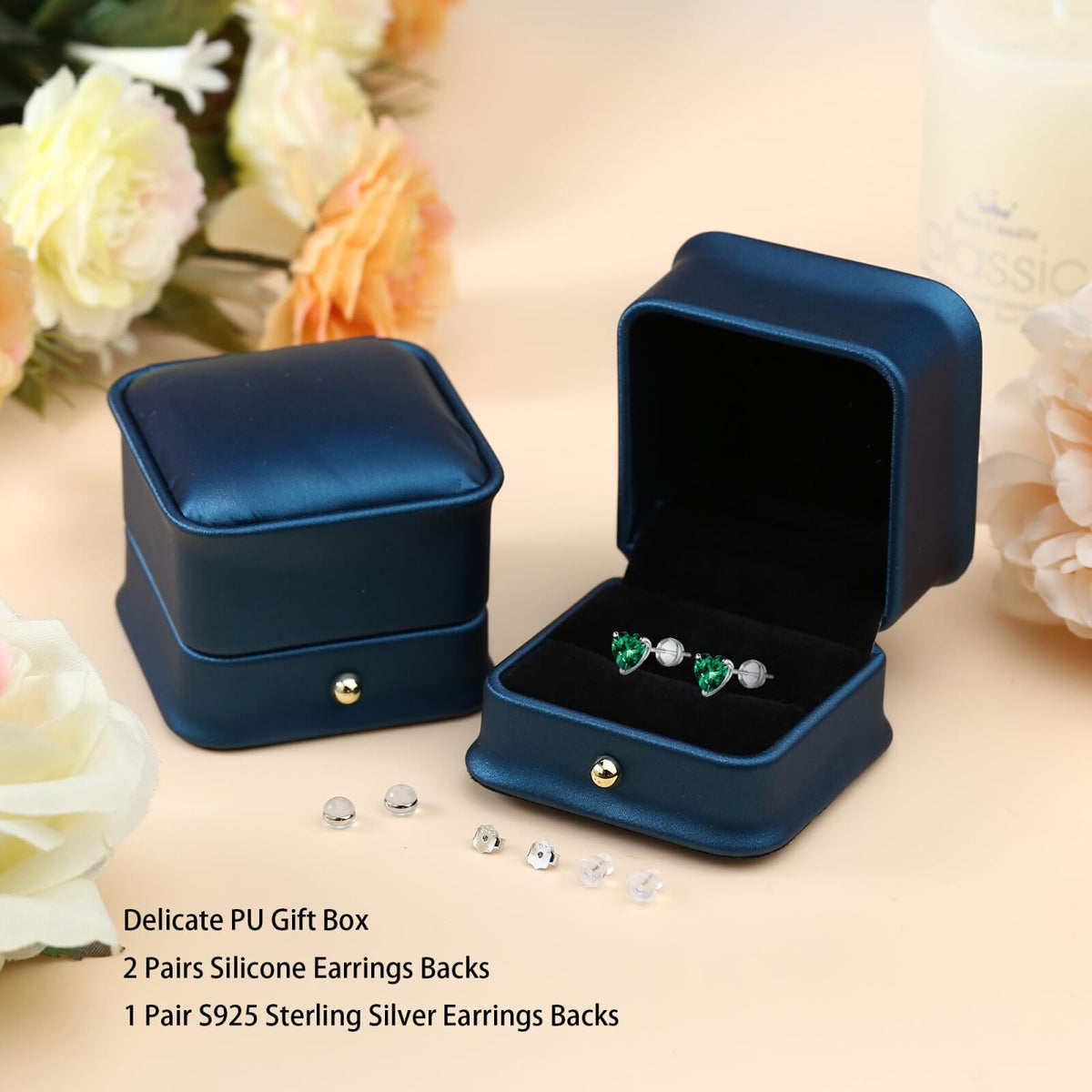 SMILEST Mothers Day Gifts for Mom Wife - May Heart Birthstone Earrings for Women, Simulate Emerald Earrings Sterling Silver Green Earring Anniversary Birthday Gifts for Women Mom Wife Grandma