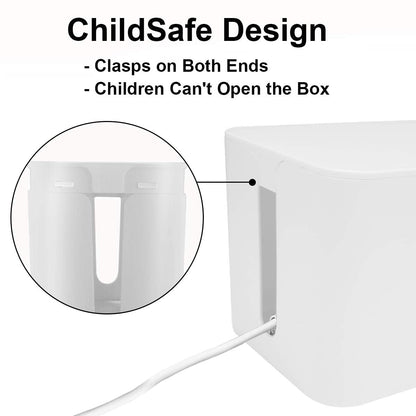 Cable Management Box - 3 Pack Cord Organizer Box for Desk - Large Medium Small Cable Box to Hide Power Strip & Wires - Pet-Safe Cord Hider for TV Computer Under Desk - White