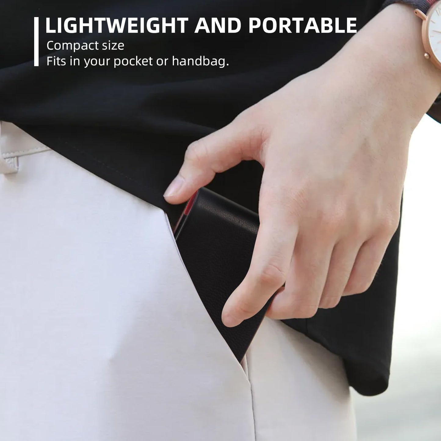 Stainless Steel Leather Business Card Holder - Magnetic Case, Suitable for Business, Note & Credit Cards (Black)