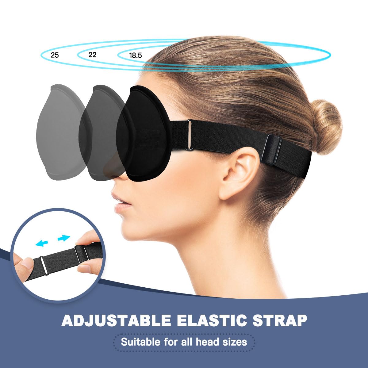 Sleep Mask for Women Men, Ultrathin Light Blocking Sleeping Mask, No Pressure On Eyes 3D Contoured Blindfold, Soft Comfort Eye Shade Cover for Travel/Naps/Yoga/Shift Work.（Black）