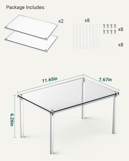 Bobomoment Acrylic Cabinet Organizer, Set of 2 Shelf Organizer, Spice Rack Organizer for Cabinet, Desk Countertop Organizer, Stackable Shelves for Pantry Kitchen Storage and Organization