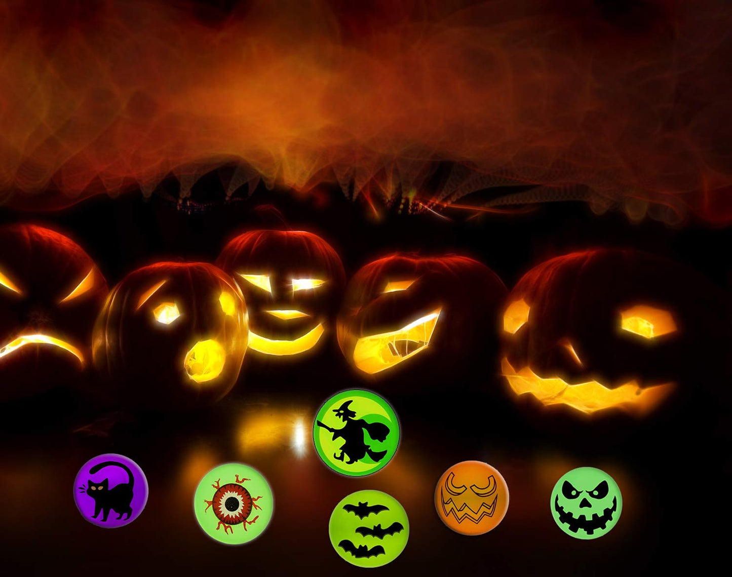 Taocco 72 Pieces Halloween Bouncing Balls,6 Halloween Theme Designs Glow in The Dark Bouncy Toys Balls,Halloween Party Favor Supplies,School Classroom Game Rewards,Trick or Treat Party Bag Filler