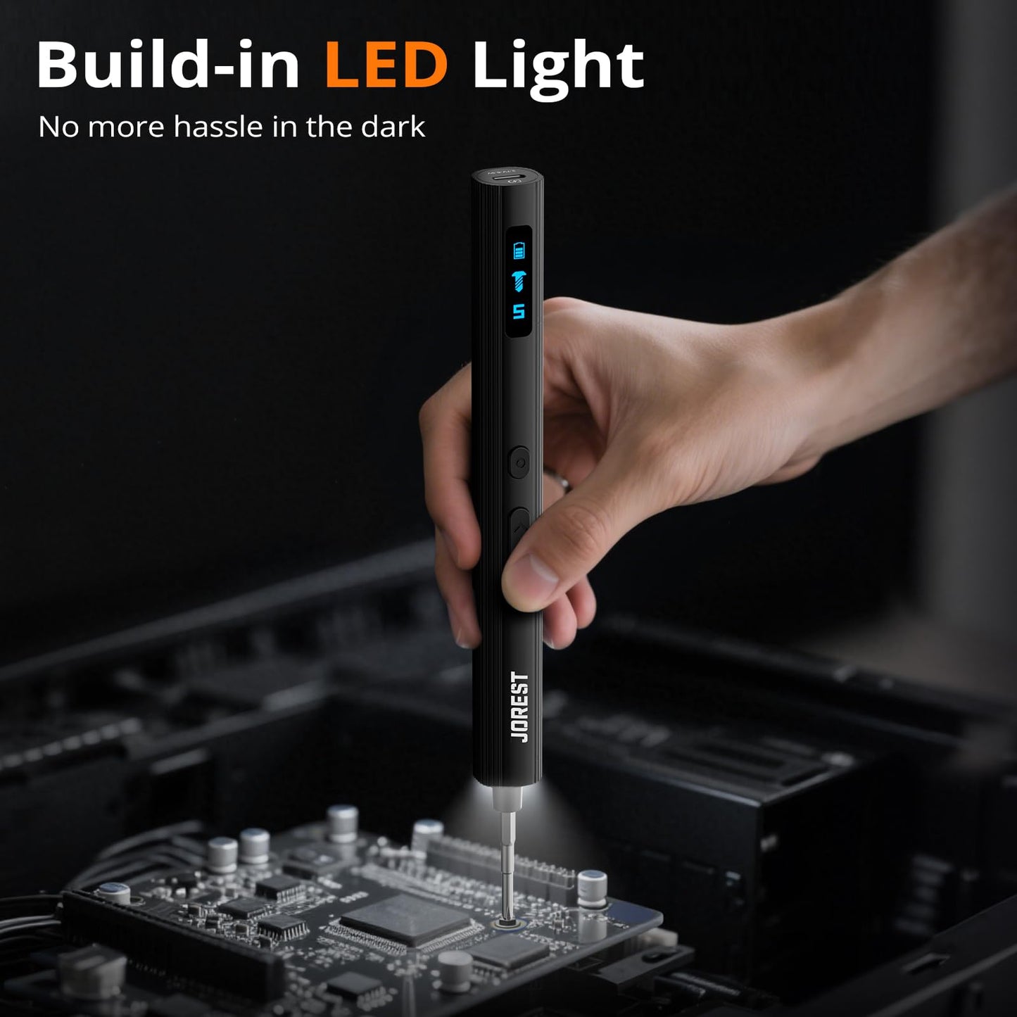 JOREST 155 in 1 Mini Electric Screwdriver Cordless, Rechargeable Precision Power Screwdriver Set, Gifts for Men, Magnetic Repair Tool Kit for iPhone, PC, Laptop, MacBook, PS5, Xbox, Glasses, Watches