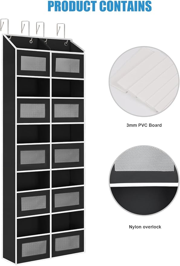 Over the Door Organizer Hanging- 10 Compartments, 80 lbs Load Behind Door