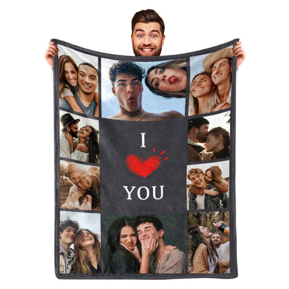 DayOfShe Custom Blanket Valentines Day Gifts for Him Her,Personalized Blankets with Photo I Love You Girlfriend Boyfriend Gifts,Valentines Blankets Couples Gifts Women Men Gifts