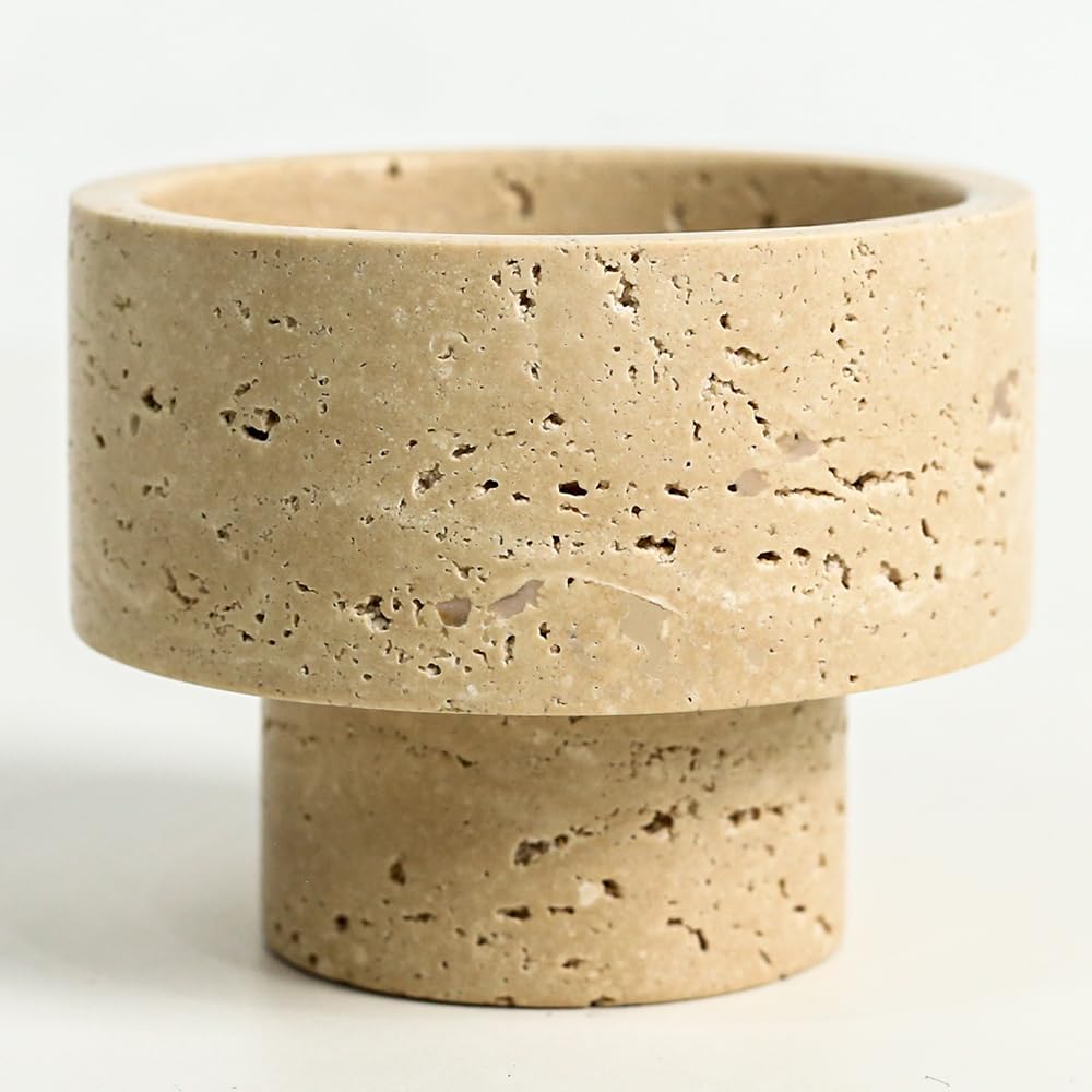 Elegant Italian Travertine Tealight Holders, Luxurious Votive Candle Holders for Home Decor, Natural Stone Pillar Candle Holder for Table Centerpieces, Elegant Wedding Dinner Party Table Decor