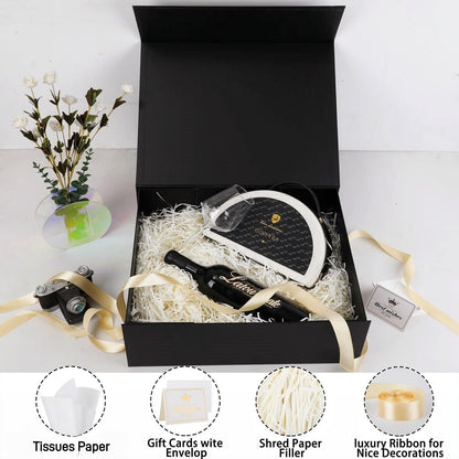 UoeRing 1 Extra Large Black Gift Box 17x14.5x6 inch Luxury Gift Box for Presents with Magnetic Closure Lid Collapsible,Birthday,Christmas,Contains Card, Ribbon,Tissue Paper,Shredded Paper Filler