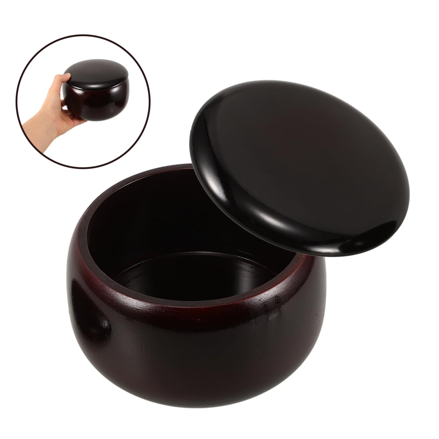 YARNOW Go Jar Wooden Chess Piece Holder Bowl with Lid 5.51 Inch Durable Storage Container for Go Gobang Stones Home Game Accessory