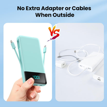 Portable Charger 50800mAh Power Bank with 3 Built in Cables,25W PD QC4.0 Fast Charging USB C Battery Pack,6 Outputs 2 Inputs Travel Essentials Portable Phone Charger for iPhone 17/16/15,Google,Android
