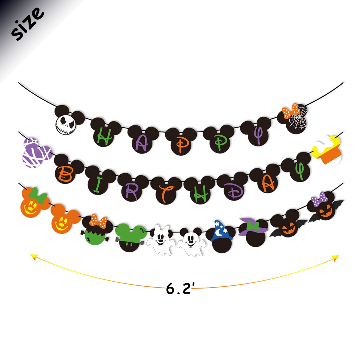 Mouse Halloween Happy Birthday Banner Cake Topper for Mouse Theme Halloween Birthday Party Decorations