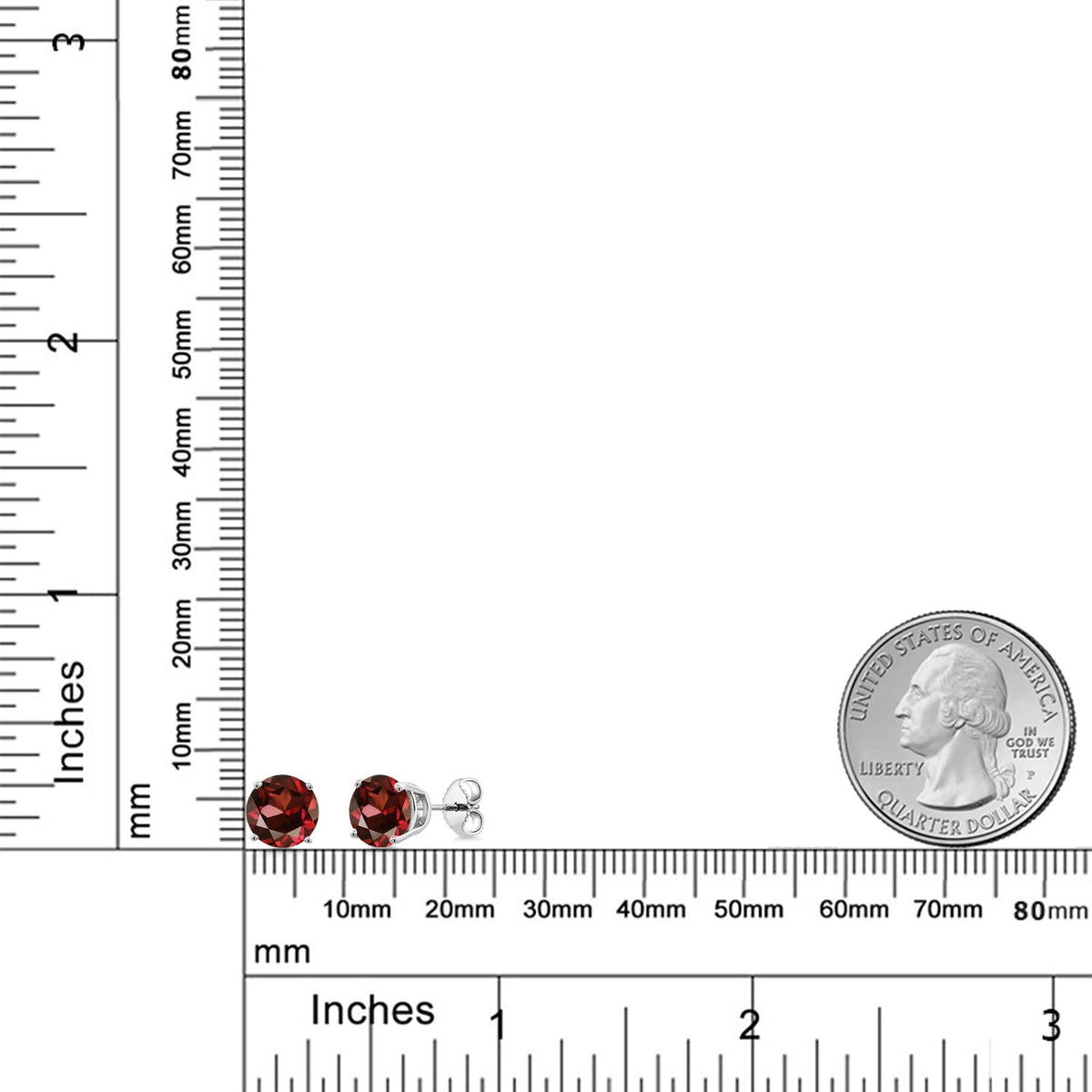 Gem Stone King 2-4 Cttw Round Gemstone Birthstone Stud Earrings For Women Men | 925 Sterling Silver | Round 7MM | Fine Jewelry Gifts for Women Her Mom Wife Men | Red Zirconia