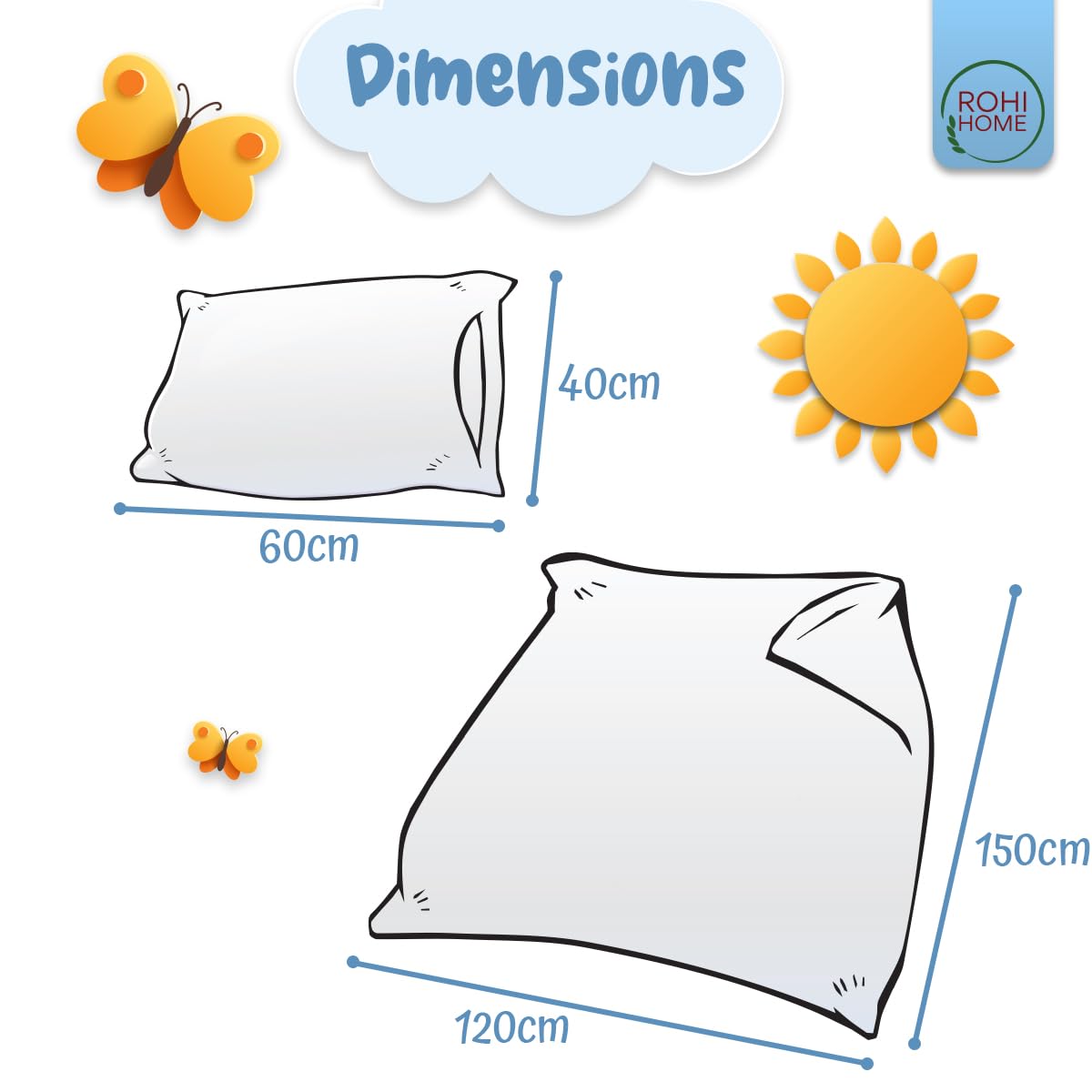 Rohi 7.5 Tog Cot Bed Duvet and Pillow Set – Microfibre Anti-Allergy Toddler Duvet & Pillow – Lightweight, Breathable & Ultra Comfy Baby Quilt 120cm x 150cm
