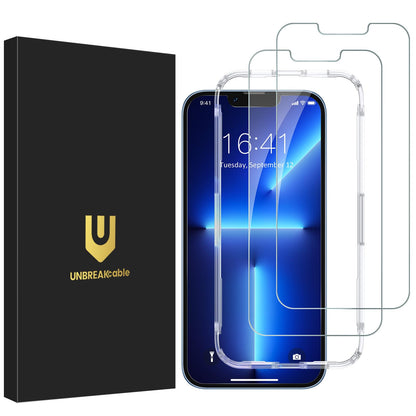 UNBREAKcable 2-Pack Screen Protector for iPhone 16e/13/13 Pro/14, Double Shatterproof Tempered Glass [Easy Installation] [9H Hardness] [99.99% HD] [Case Friendly] for Apple 13 Pro/13/14/16e 6.1 inch