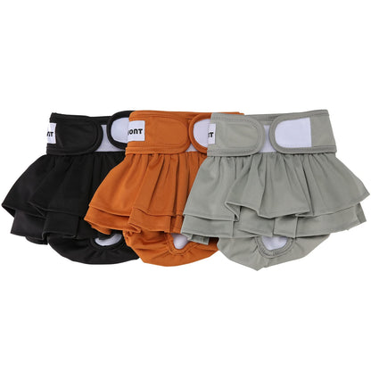 Avont 3 Pack Washable Dog Diapers Female, Reusable Dog Period Diapers Cover, Female Dog Diapers for Heat Cycle, Incontinence, Girl Dog Diapers Dress -M Black/Brown/Grey