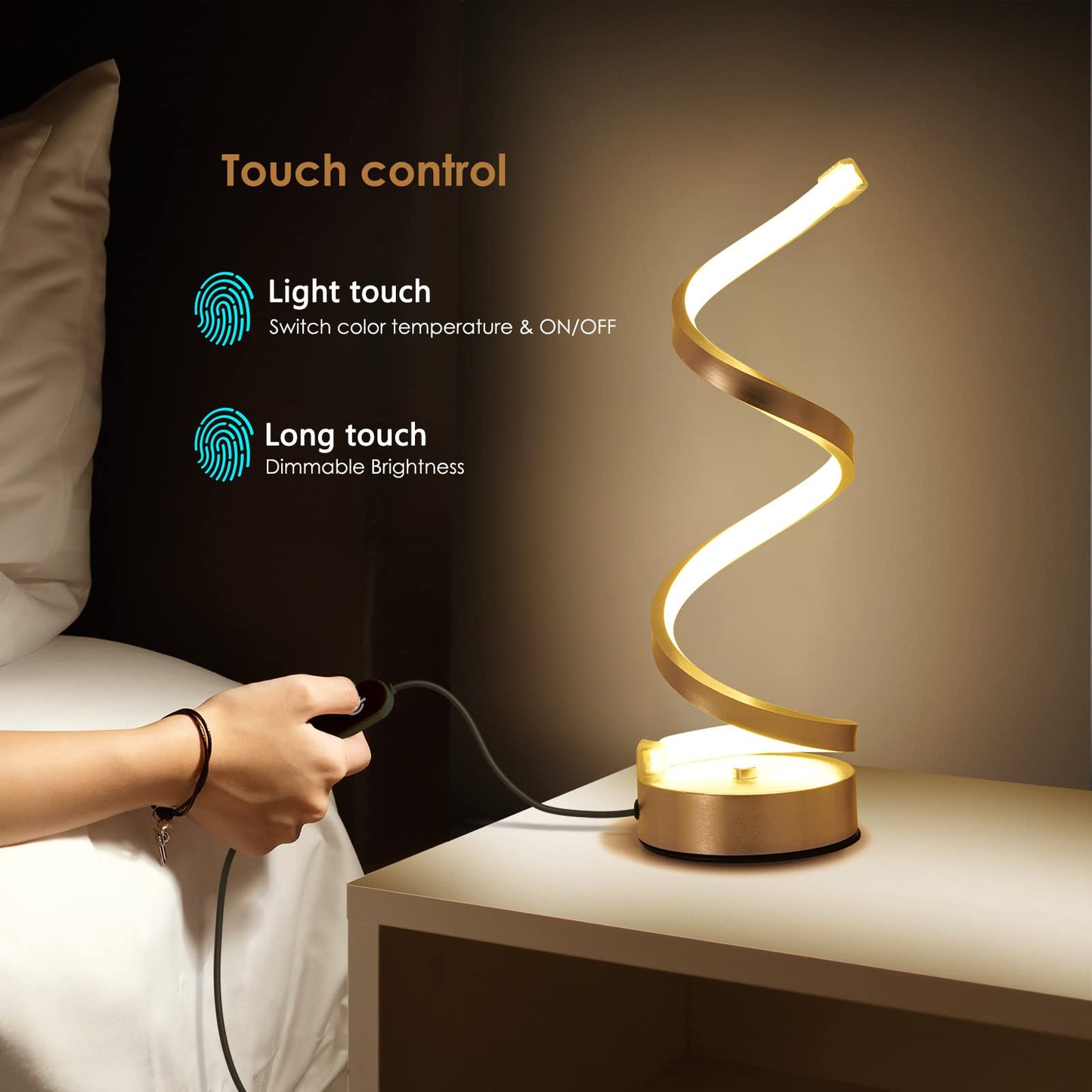 NUÜR Table Lamps for Living Room Set of 2, Silver Dimmable LED Lamp, Small Bedside Lamps, Nightstand Lamp for Bedroom Office Home Living Room