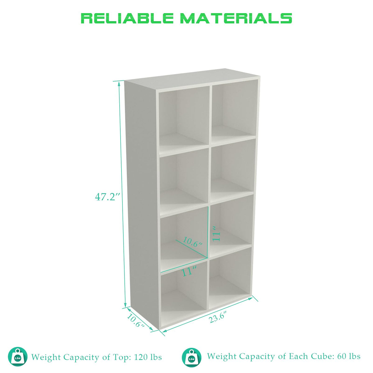 OSCHF 8-Cube Storage Shelf Bookcase - Wooden 4-Tier Floor Standing Open Bookshelf, Modern TV Stand up to 55 Inchs for Home and Office, Warm White