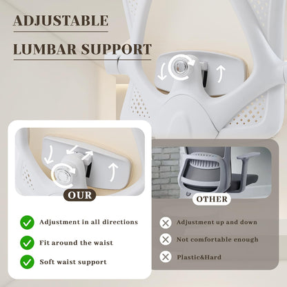 Ergonomic Office Chair with Retractable Footrest, 400LBS Capacity,Synchronized Armrest, Breathable Mesh, Adjustable Lumbar Support