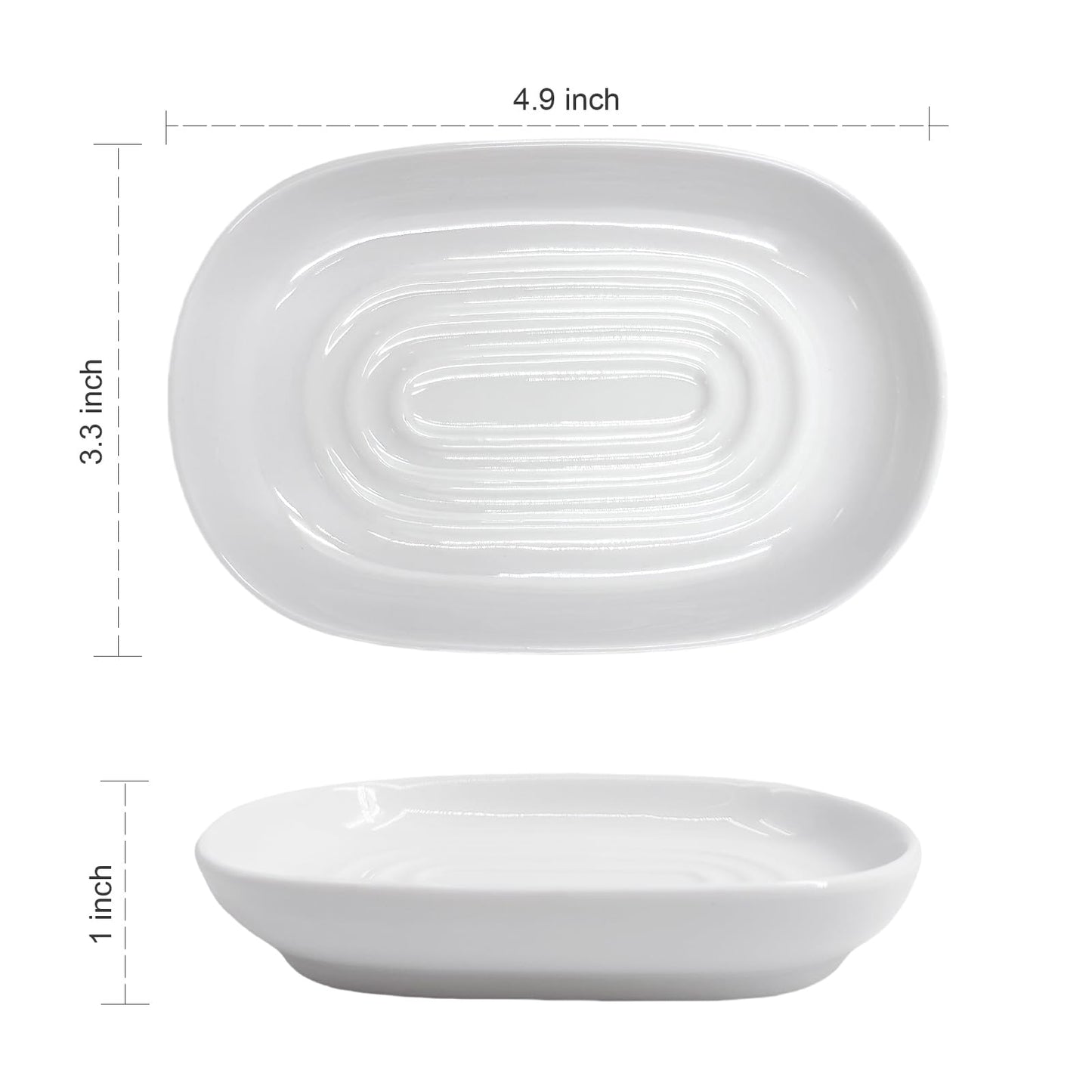 Ceramic Marble Pattern Soap Dish, Textured Raised Soap Saver Tray for Shower Bathroom Kitchen Sink Vanity, Easy to Clean Multi-Use Holder for Bar Soap Jewelry Rings Keys, White (2 Pack)