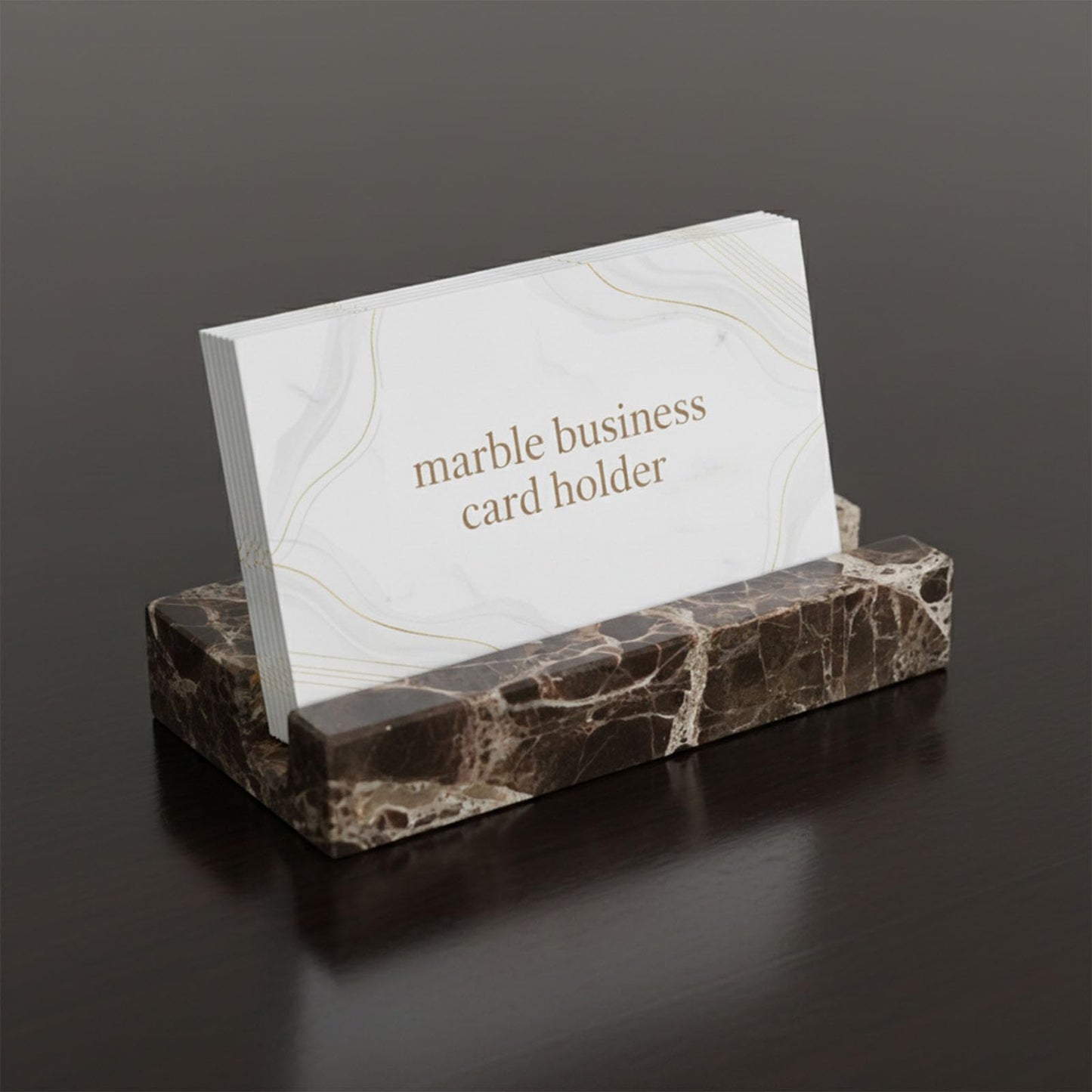 NAVISSORY Marble Business Card Holder for Desk, Brown Card Display Stand, 25 Cards Capacity (Pack of 1) (1)