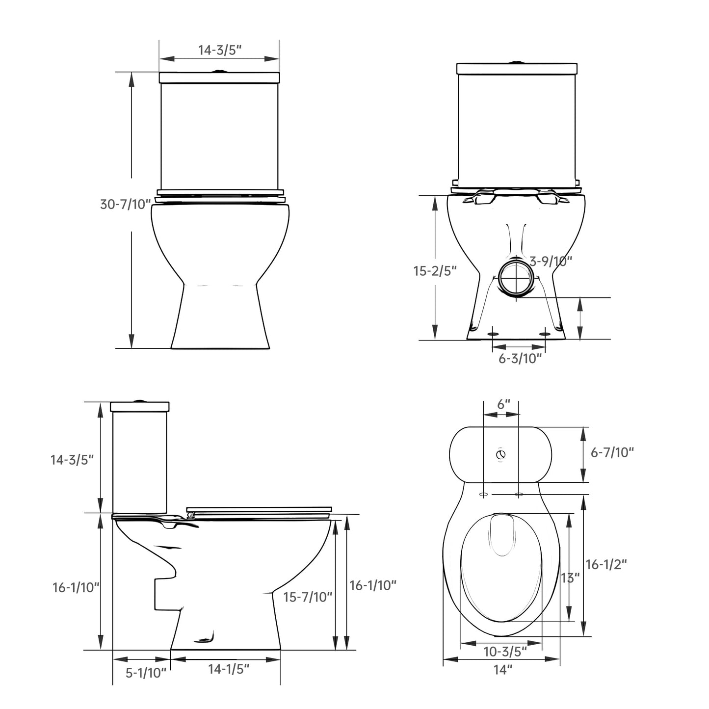 SUPERFLO 750W Macerating Toilet System - Powerful & Quiet, Upflush Toilet for Basement with 4 Water Inlet for Basements & Garage, Macerator Toilets Pump System - Easy Installation