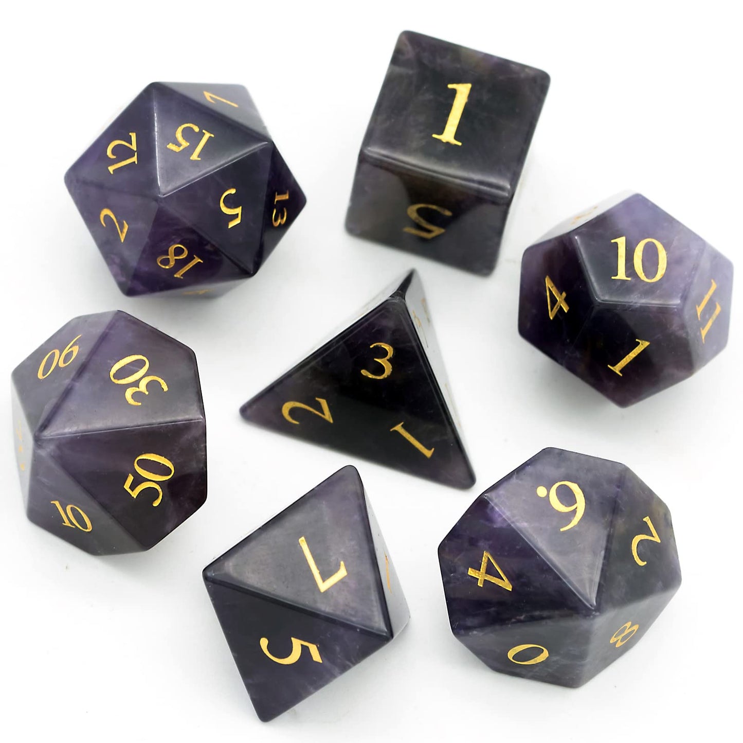 UDIXI Amethyst Gemstone Dice Set D&D, Crystal Stone DND Dice with Gift Case for Role Playing Games Tabletop Games