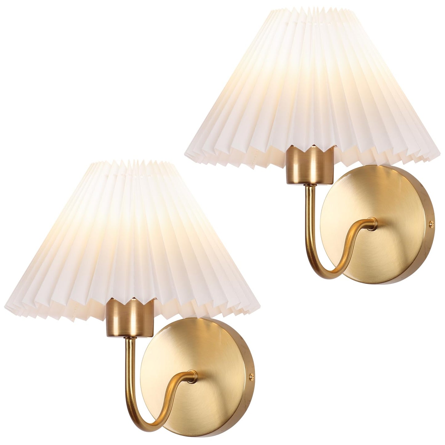 ADISUN Wall Sconces Sets of 2, Golden Plug in Wall Sconces with Switch for Dresser, Classic Cord Wall Lamp for Bedroom Living Room Bathroom Dining Room Corridor Staircase