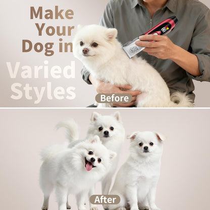 iBTC Dog Shaver Clippers Low Noise Rechargeable Cordless Electric Quiet Hair Clippers Set for Dogs Cats Pets Features a Ceramic Blade Head That is Removable (red)