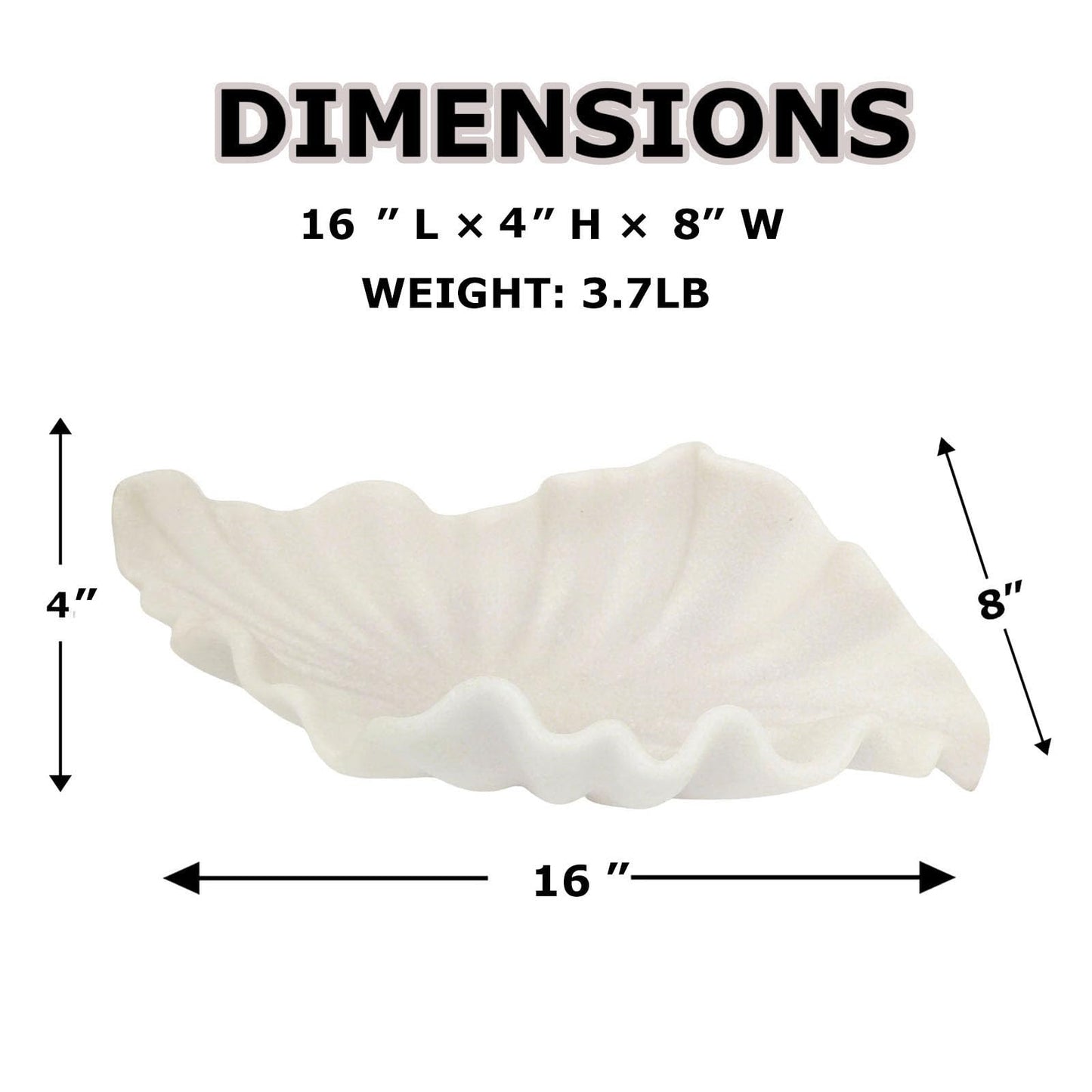 CSjihua Off-white Large Decorative Bowl - 16” Fruit/Key/Purse Bowl for Home Decor - Coffee Table & Entryway Table Decor - Scalloped Ruffle Bowls - Unique Centerpiece Bowls(Big)