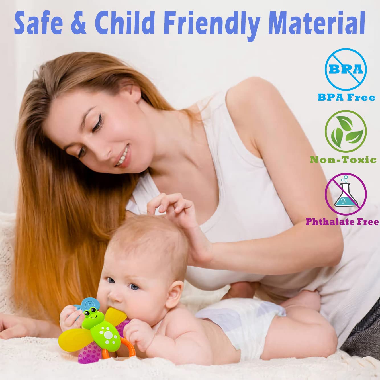 Infant Toys 0-3 Months Infant Rattles AIVIAI Baby Rattle Teether Toy Set with Storage Box Musical rattles for Newborn Girl Boy 5 6 8 9 12 Month (11pcs)