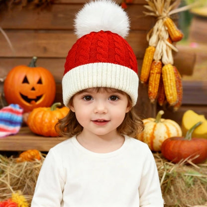 Christmas Knit Santa Hat Baby Knitted Beanie Hat for Infant‌ Toddler‌ 0 to 3 Years Old Red