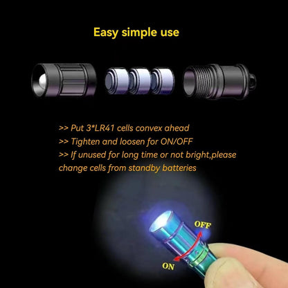Nitefox e1 Smallest Keychain Flashlight Tiny Micro Mini Key Ring Light Bright Long Lifetime Waterproof for Everyday EDC Emergency Dog Walking Sleeping Reading Nice Gift (Colorful Stainless Steel)