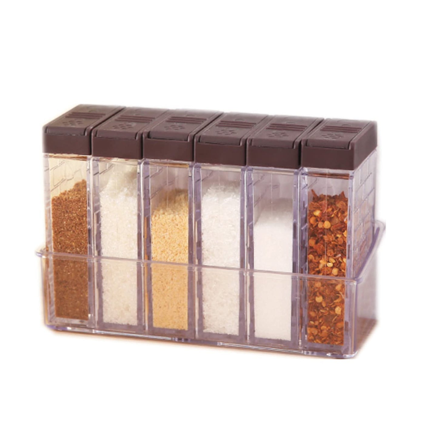 Dicanence 6 Case Spice Shaker Jars, Salt & Pepper Shaker Set, Transparent Condiment Jar Storage Box Set