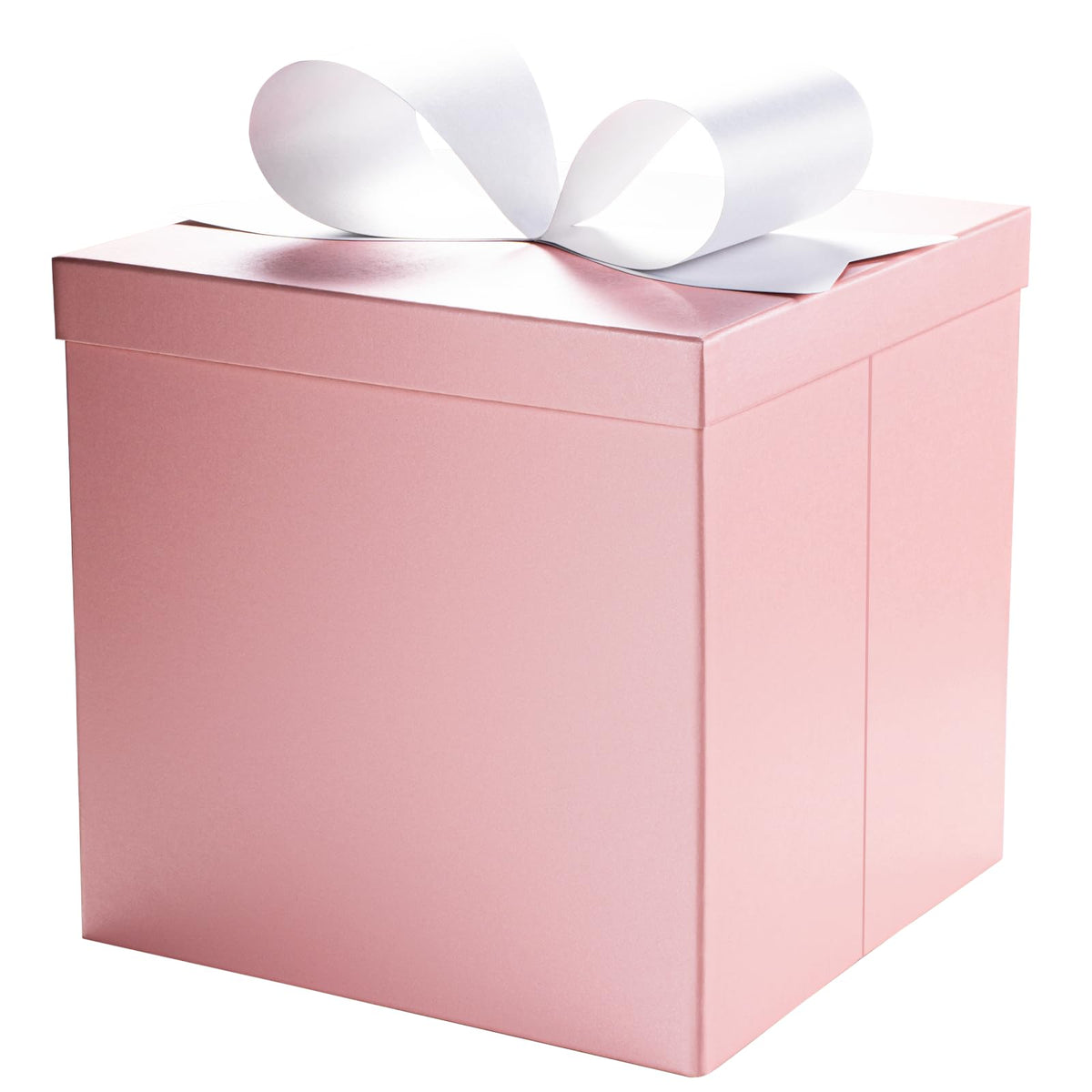 LaRibbons Large Gift Boxes with Lids, 10x10x10 Inches Pink Square Foldable Gift Boxes for Valentine's Day, Birthday, Wedding, Baby Shower, Party, All Occasion