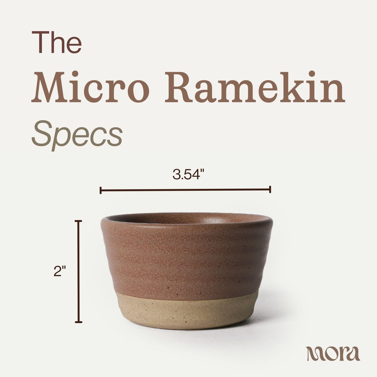 Mora Micro Ramekins Set of 4, 6oz Ceramic Pottery Baking Dishes - Microwave, Oven and Dishwasher Safe - Terracotta