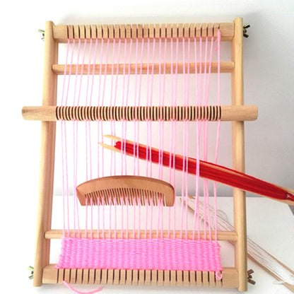 Kitchnexus Wooden Weaving Loom Kit 40 x 26 cm Multi-Craft Lap Frame Hand-Knitted Woven Set DIY for Kids Adults Beginners Children