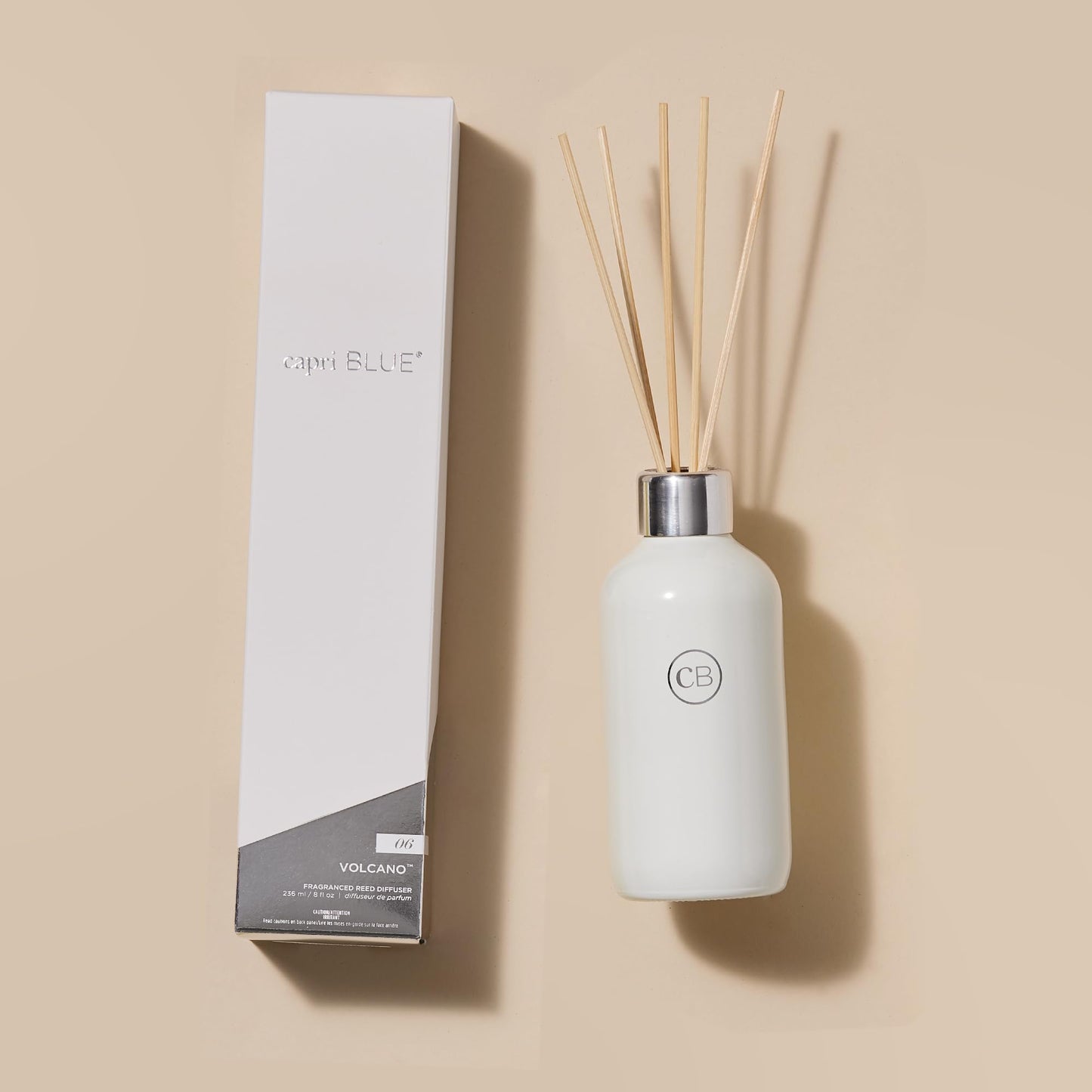 Capri Blue Volcano Reed Diffuser Set, Includes Reeds, Fragrance Oil, and Glass Bottle for Home Décor, Room Fresheners, White (8 Fl Oz)