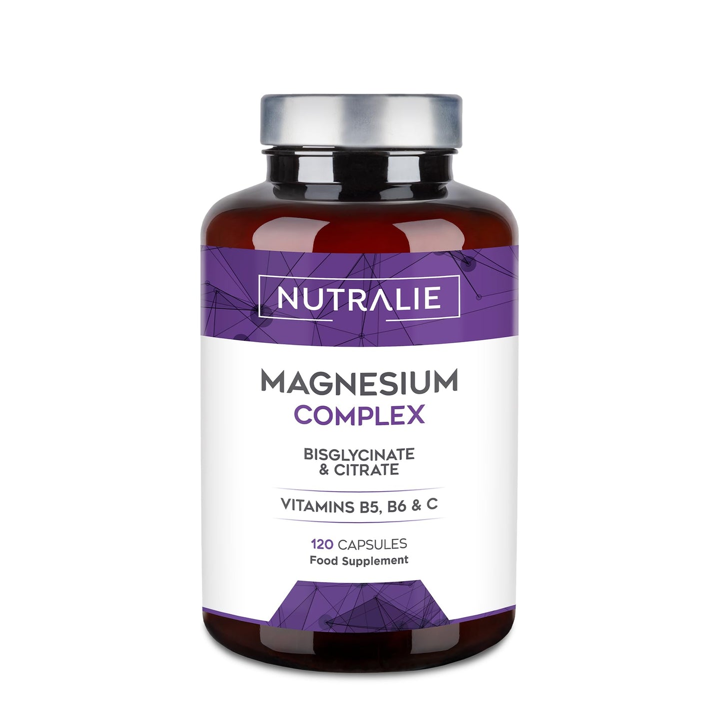 Magnesium Glycinate Complex - 2145mg Bisglycinate + Citrate Magnesium Supplements - Vitamins C B5 B6 - High Strength - 120 Capsules Nutralie