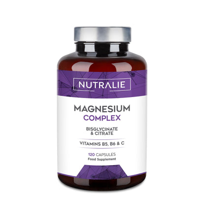 Magnesium Glycinate Complex - 2145mg Bisglycinate + Citrate Magnesium Supplements - Vitamins C B5 B6 - High Strength - 120 Capsules Nutralie