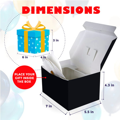 FETTIPOP Gift Box Surprise Exploding KIT (Black - For you) 7.1x5.5x4.3 in, Confetti Explosion Birthday, Party, Father’s and Mother’s Day, Graduations, Anniversaries, Any Occasion
