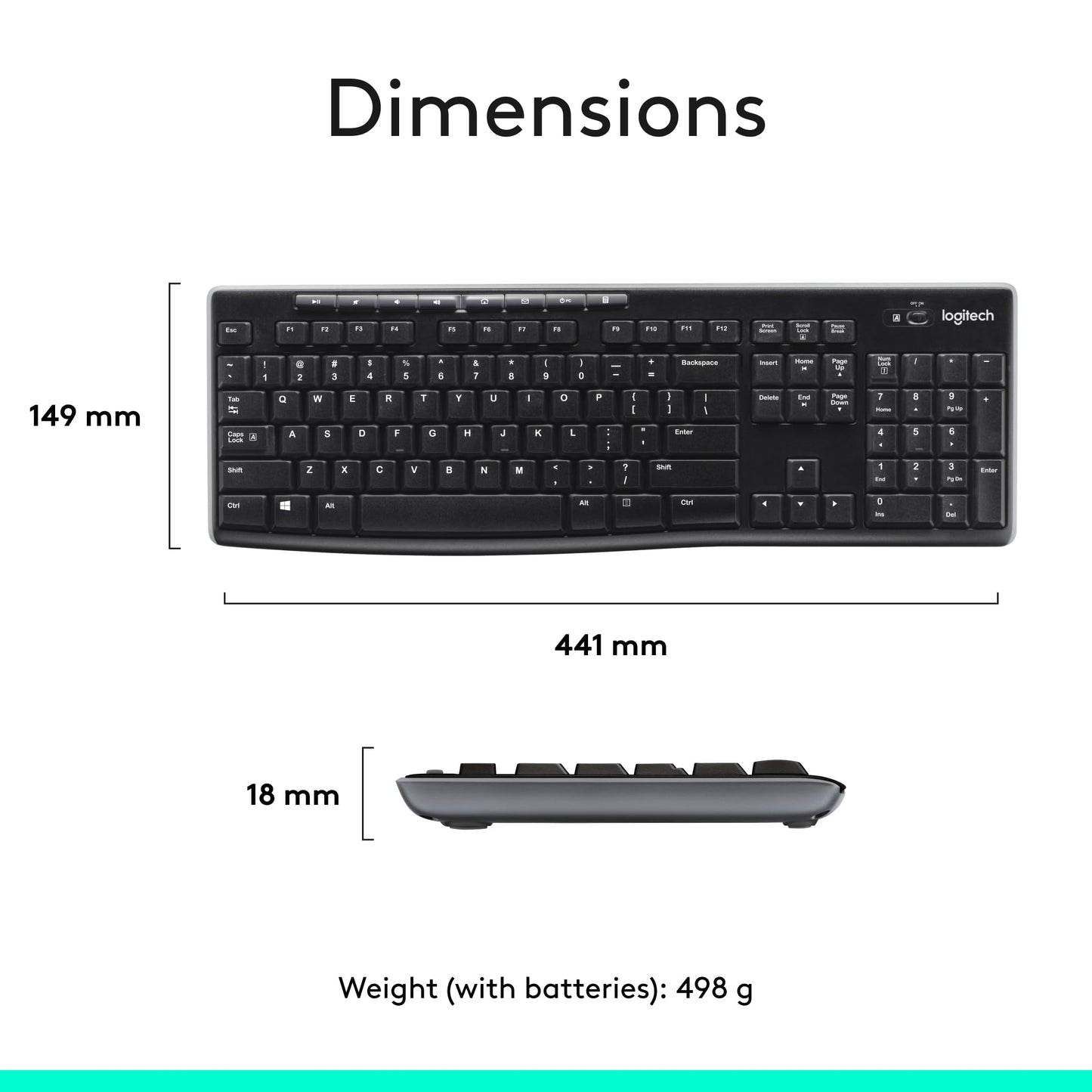 Logitech MK270 Wireless Keyboard and Mouse Combo for Windows, 2.4 GHz Wireless, Compact Mouse, 8 Multimedia and Shortcut Keys, 2-Year Battery Life, for PC, Laptop, QWERTY UK English Layout - Black