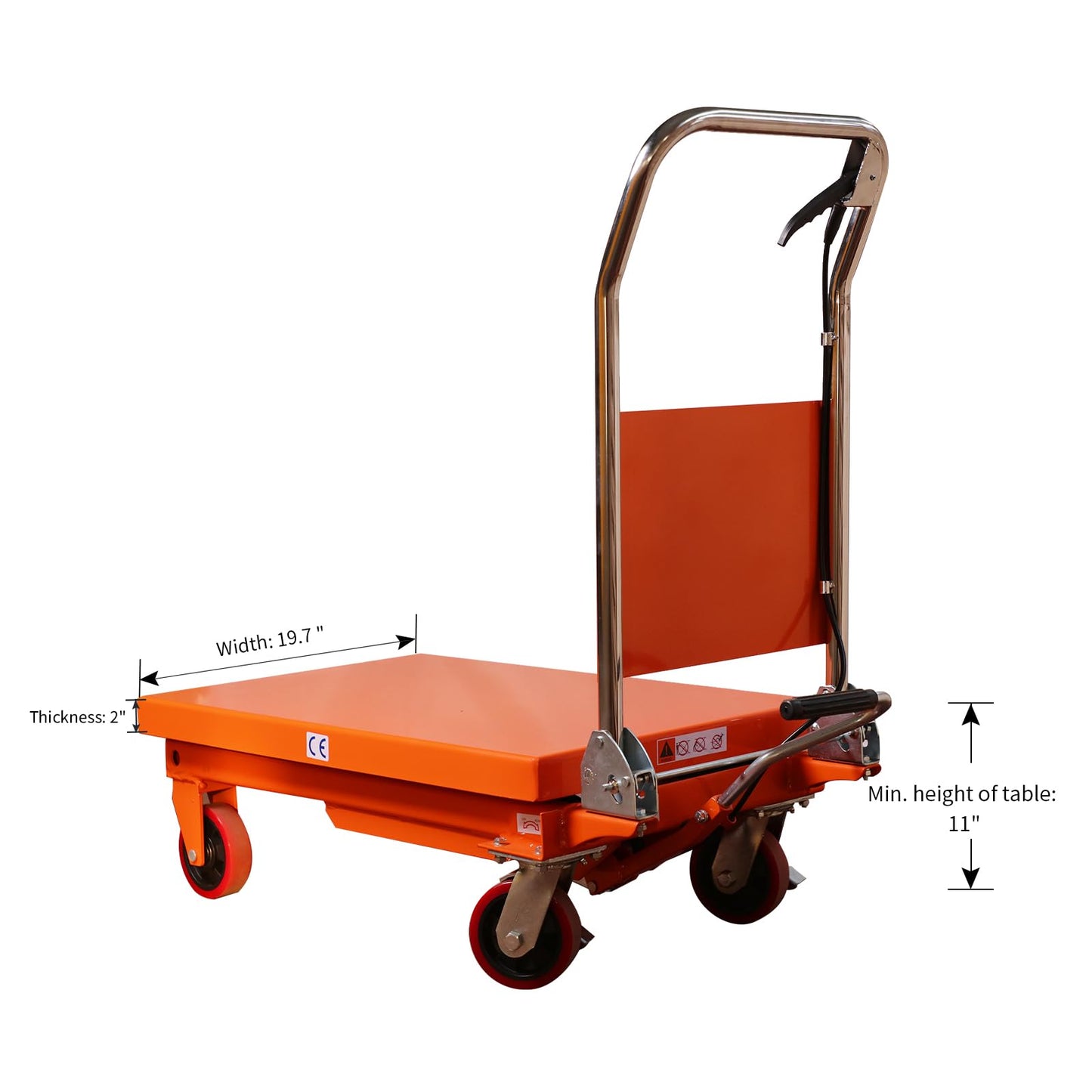 Tory Carrier Lift Table Cart 660 LBS Capacity 35.4" Lifting Height, Foldable Hydraulic Scissor Cart, Manual Platform Carts, 4 Wheels and Foot Pump, Elevating Hydraulic Cart for Transportation