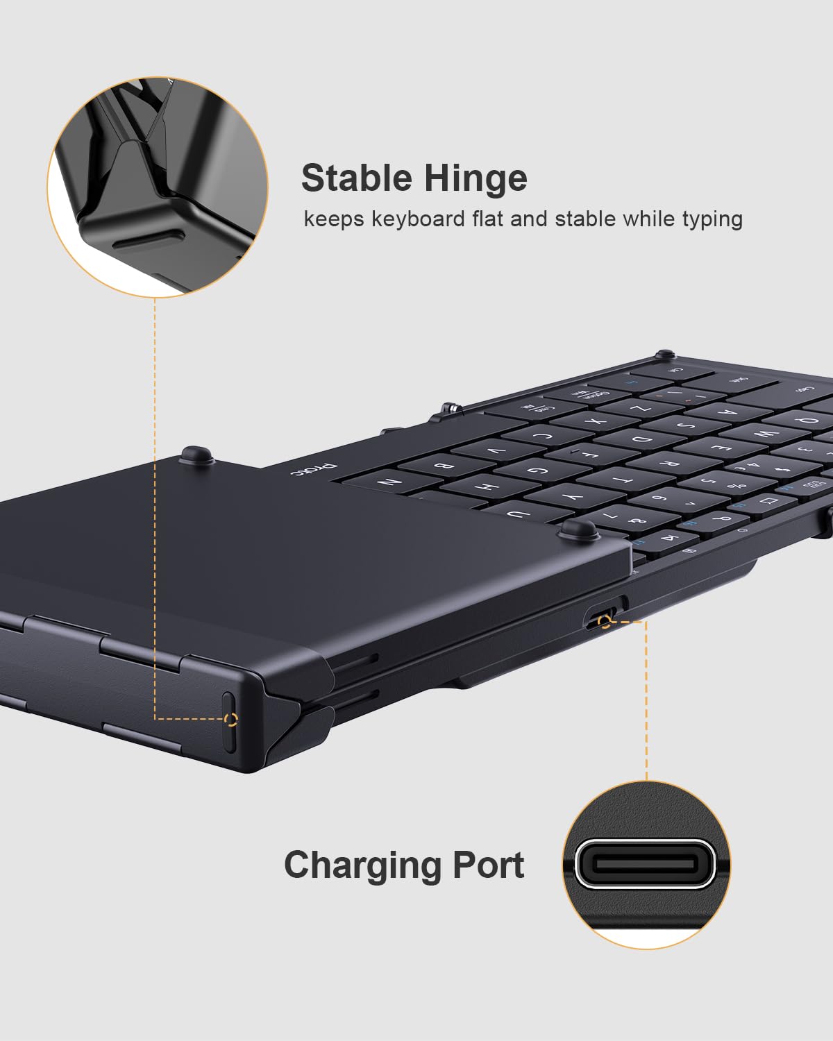 ProtoArc XK01 Foldable Bluetooth Keyboard with Number Pad - Full-Size Portable Wireless Folding Keyboard for Windows, iOS, Android & Tablets | QWERTY UK Layout | Black
