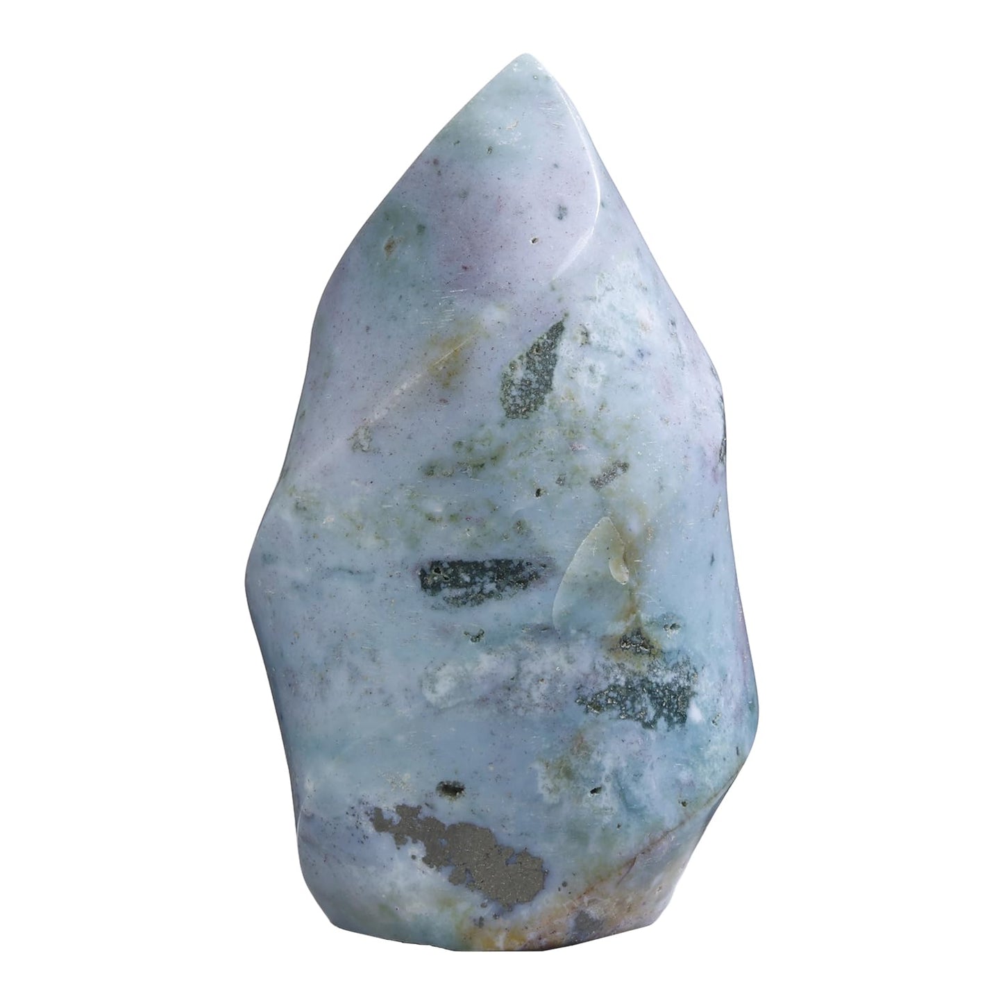 dssmboom Ocean Jasper Flame Shaped Stone Tower for Home Decor, Irregular Healing Crystal Specimen Mineral for Collection, Energy Balancing,201g-300g