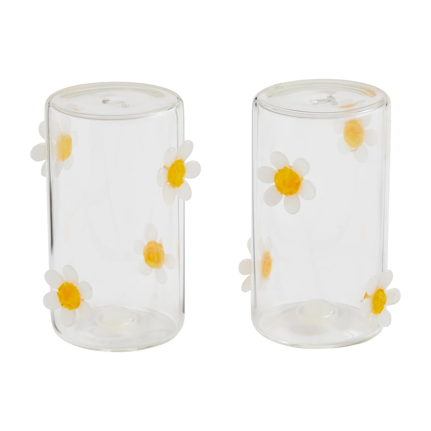 Mud Pie Daisy Icon Glass S And P; 3 1/2" x 2" dia