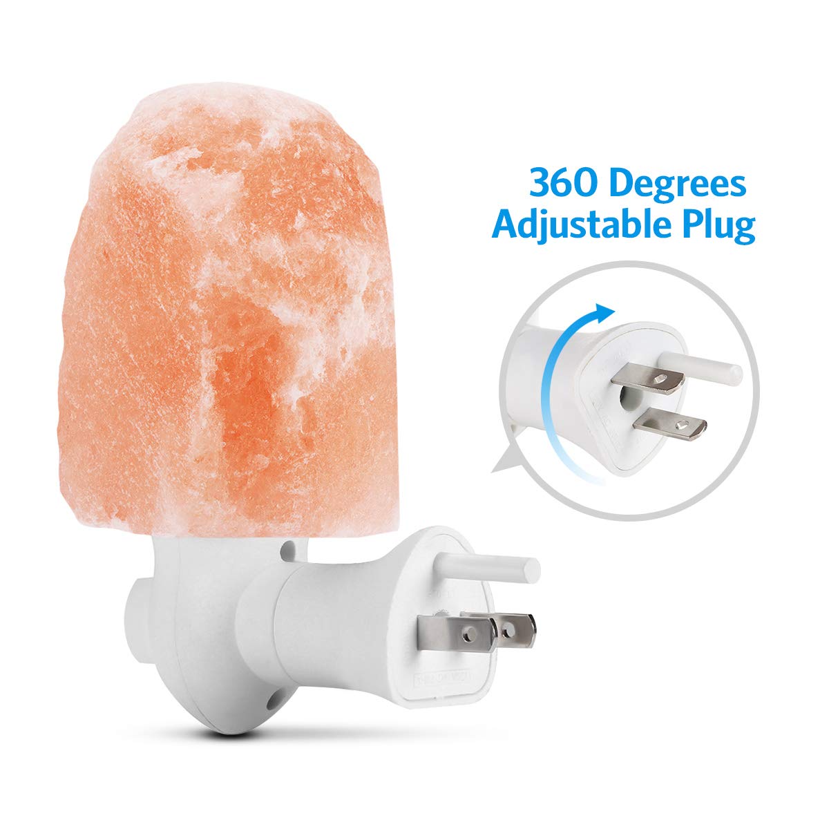AMIR (Upgraded) Salt Lamp, Natural Himalayan Crystal Salt Light with 4 Bulbs, 11.2oz Mini Hand Carved Night Light, with UL-Certified Wall Plug, Decoration Salt Rock Lamp (2 Pack)