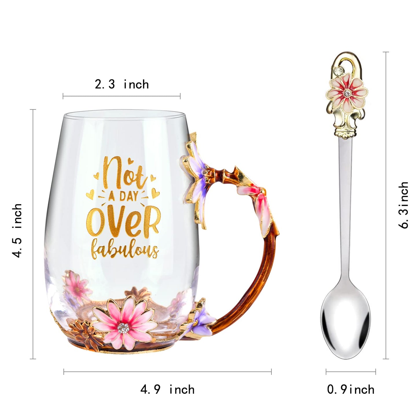 OEAGO Gifts for Mom Women Valentines Day Gifts for Her Glass Coffee Enamels Mug Best Birthday Valentine's for Girlfriend Wife Mothers Day from Daughter Son Tea Cup Stocking Stuffers Christmas