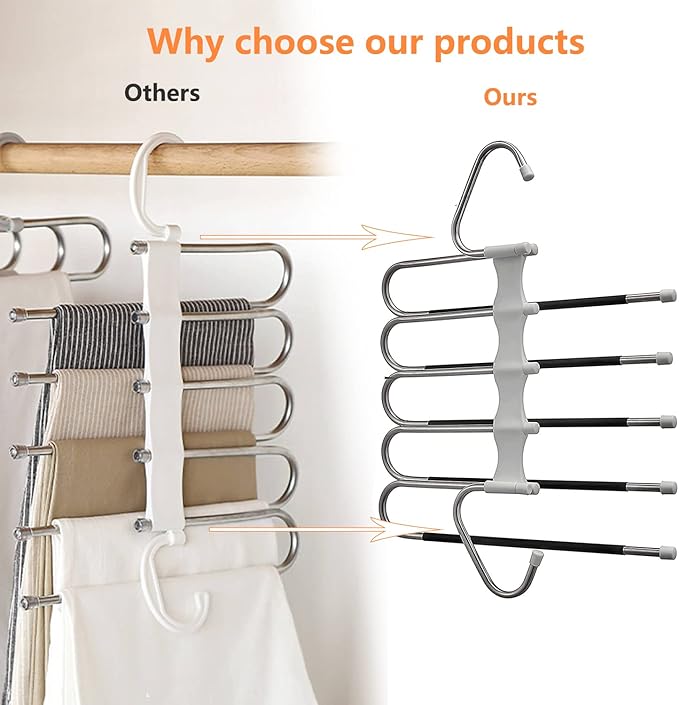 Upgrade Azeroth Pants Hangers 4 Pack Space Saving S-Type Stainless Steel