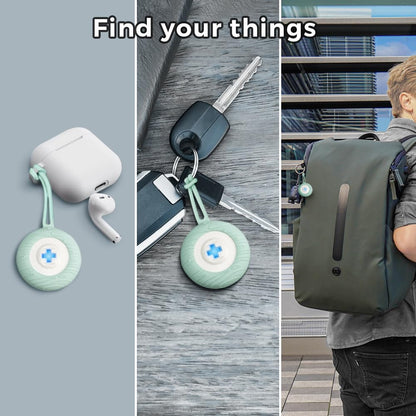 Swissdigital Design Bluetooth Locator Keychain | 4 Pack| - Works with Apple Find My - Sound and Light Notification for Luggage, Keys and Personal Items - Glacier Green (SD9507FP4)
