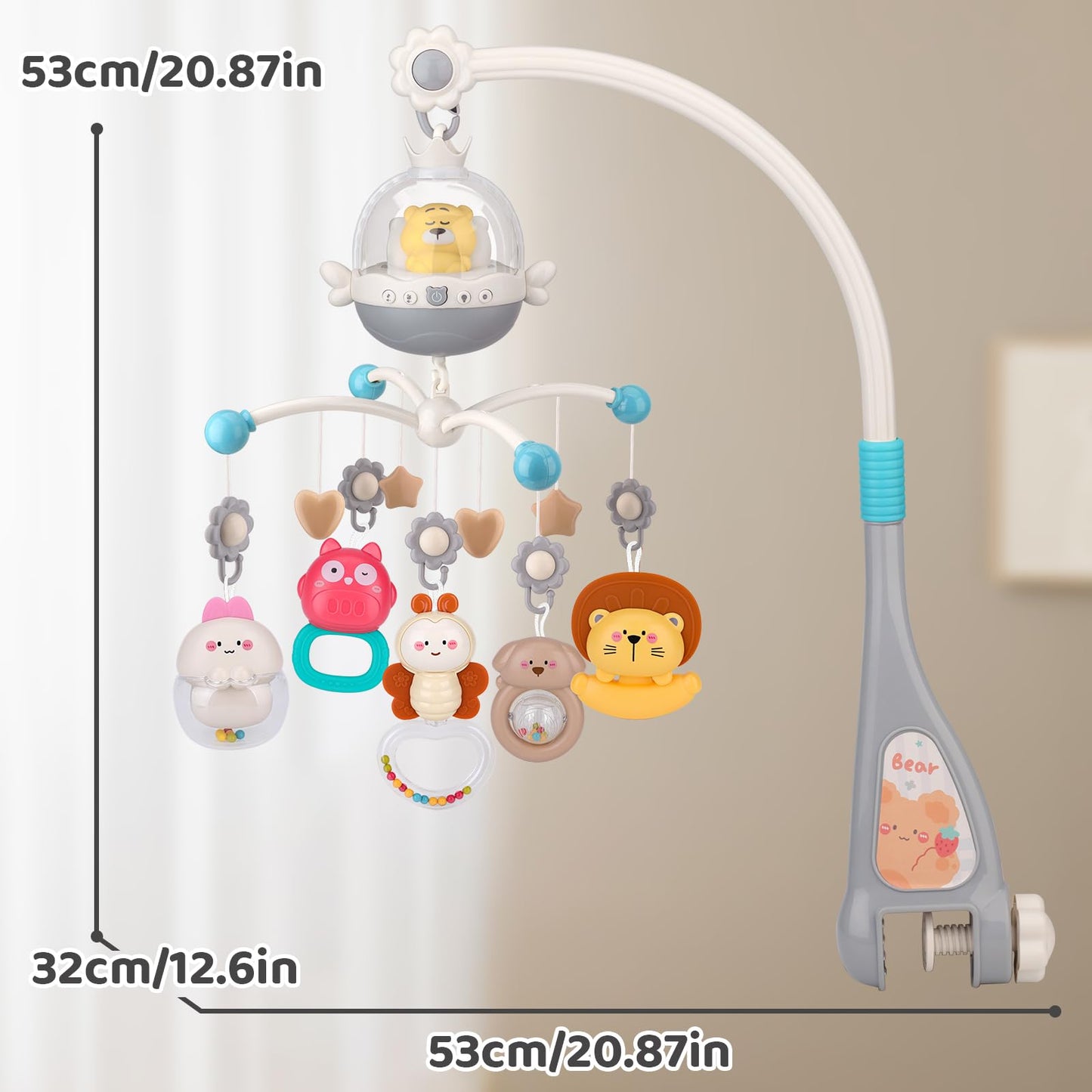 nicknack Cot Mobile for Babies, Musical Baby Crib Mobile with Projection Lights & Remote Control, Newborn Baby Crib Toys Gift for 0-6 Months