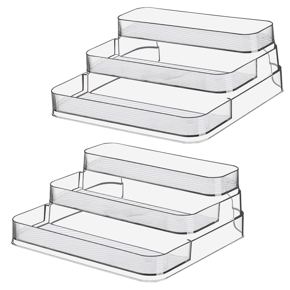 Zilphoba 2pcs Acrylic Rack, No Assembly Clear 3 Tier Condiment Bottle Shelf Vanity Organizer for Cabinet Kitchen Bathroom